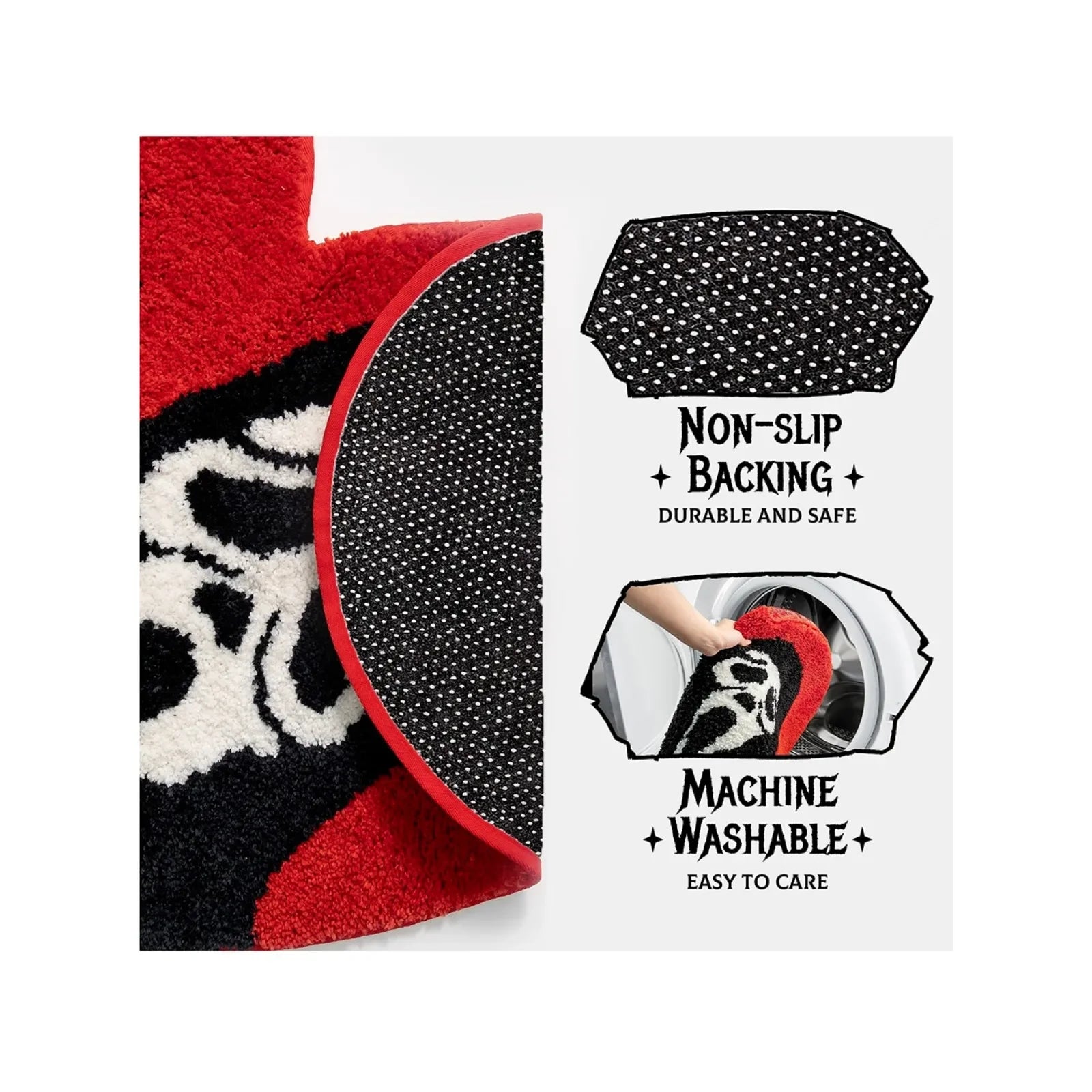 Nightmare Ultra Soft Absorbent Skull Non Slip Washable Mat