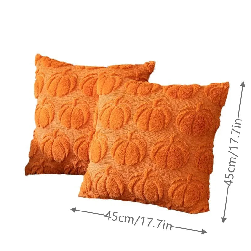 Orange Pumpkin Throw Pillow Wool Cover