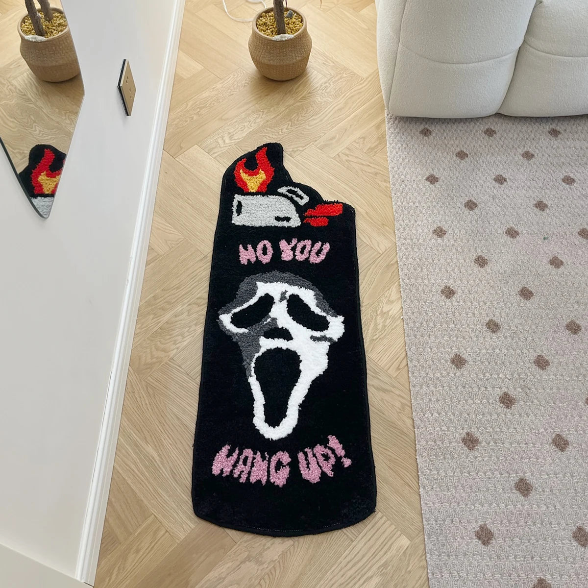 Black Ghost Lighter Flocking Bedroom Anti Slip Entrance Mat